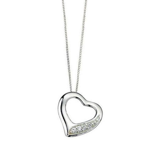 Slip on Silver Heart Necklace with Cubic Zirconia