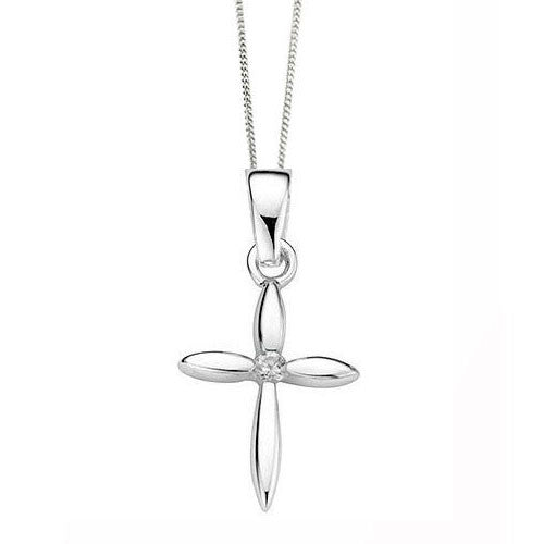 Small Sterling Silver Cross with Cubic Zirconia