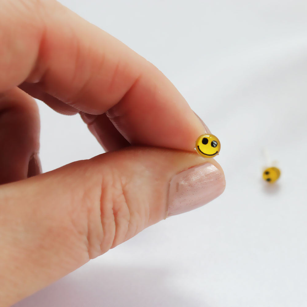 Yellow Smiley Face Boys Earrings