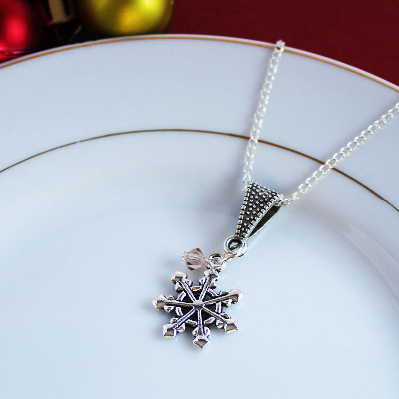 Snowflake Necklace with Czech Crystals