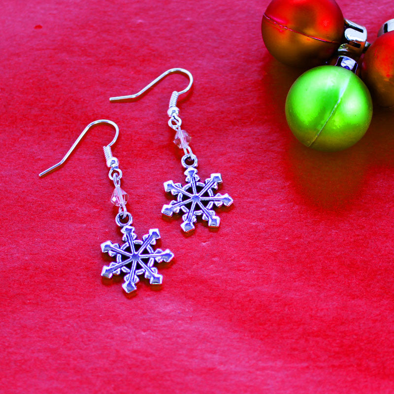 Snowflake Earrings with Czech Crystals