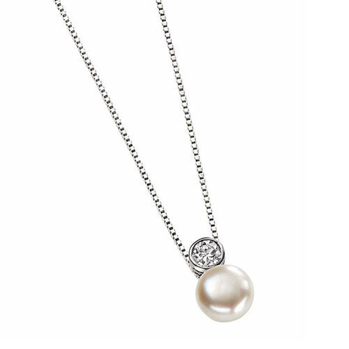 Solitaire Pearl Pendant with Cubic Zirconia