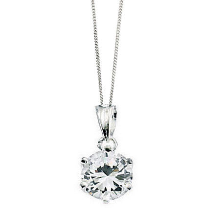 Claw Set Silver Bridal Pendant with Cubic Zirconia
