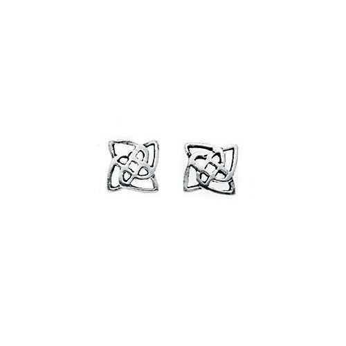 Square Shaped Silver Celtic Stud Earrings