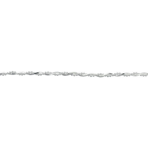Square Snake Chain Silver Bracelet with Silver Beads