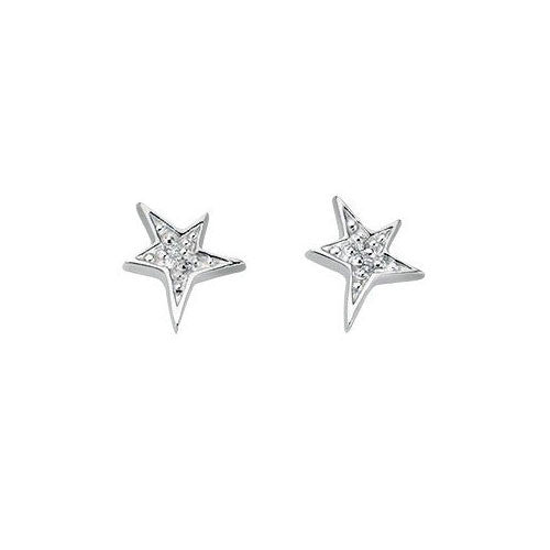 Cubic Zirconia Silver Star Earrings
