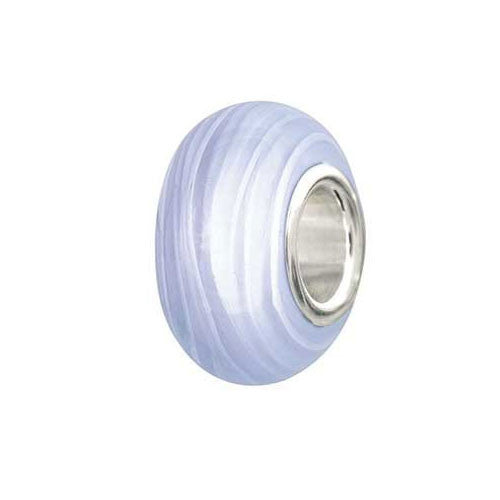 Sterling Silver Lilac and White Glass Bead Charm