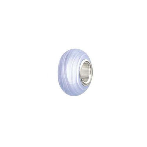 Sterling Silver Lilac and White Glass Bead Charm