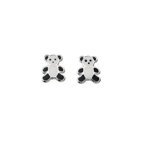 Sterling Silver Panda Bear Stud Earrings