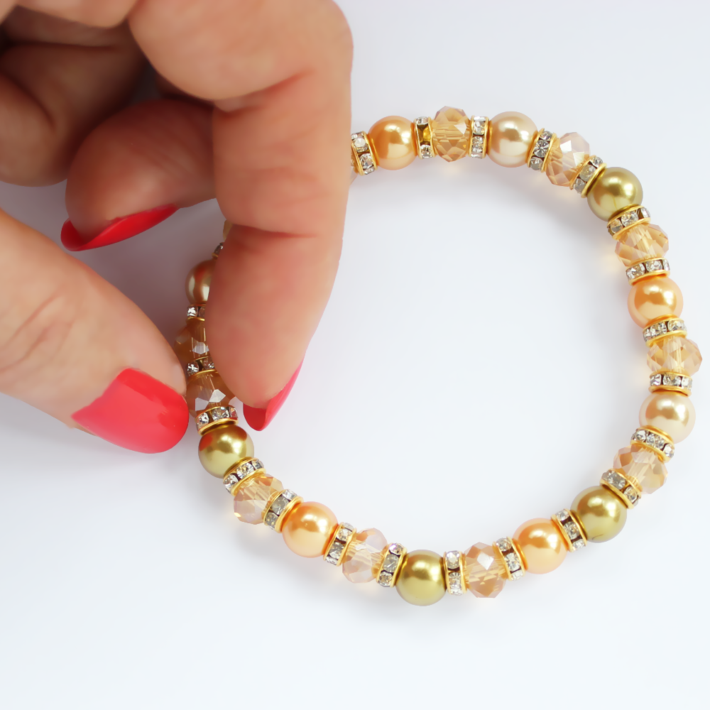 Sunrise Crystal and Pearl Handmade Bracelet