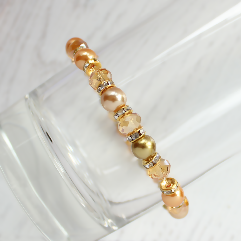 Sunrise Crystal and Pearl Handmade Bracelet