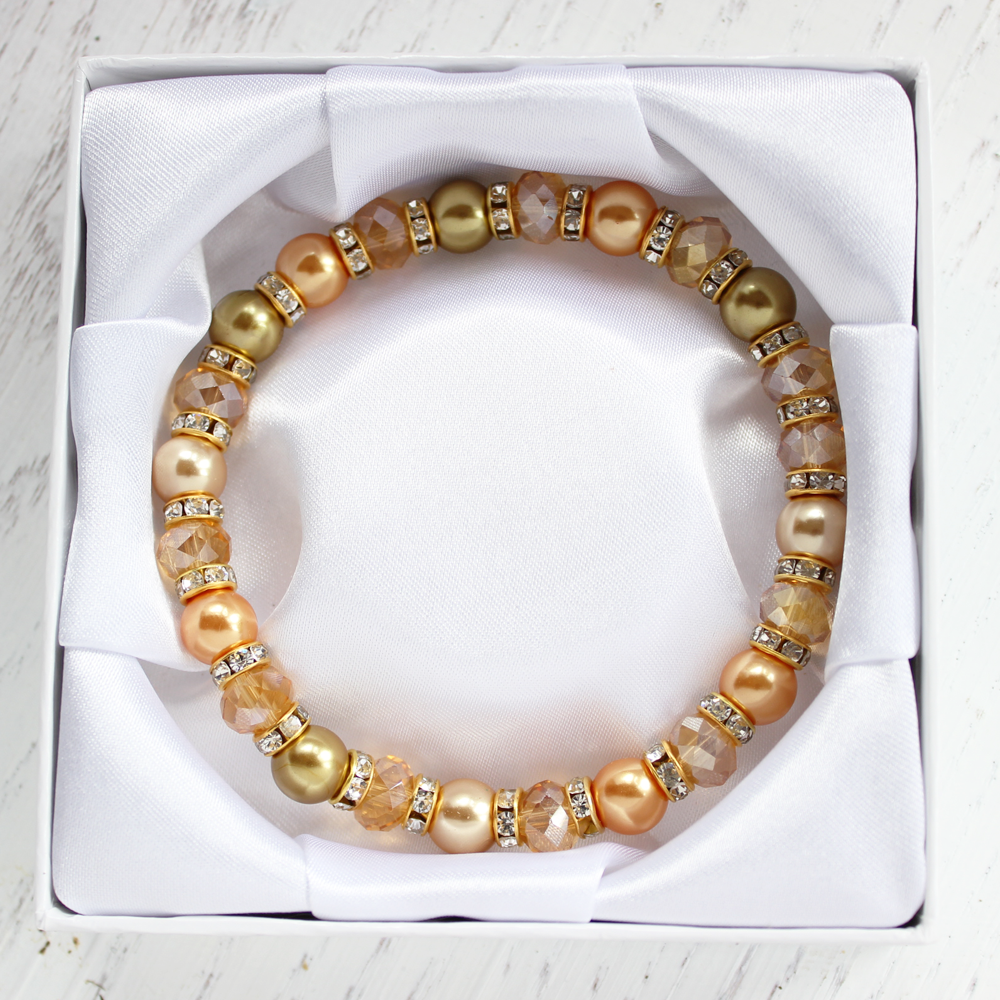 Sunrise Crystal and Pearl Handmade Bracelet