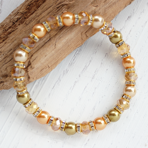 Sunrise Crystal and Pearl Handmade Bracelet