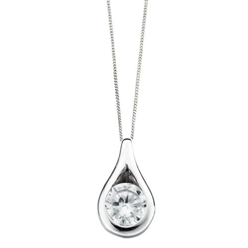 Mini Teardrop Silver Pendant with Cubic Zirconia