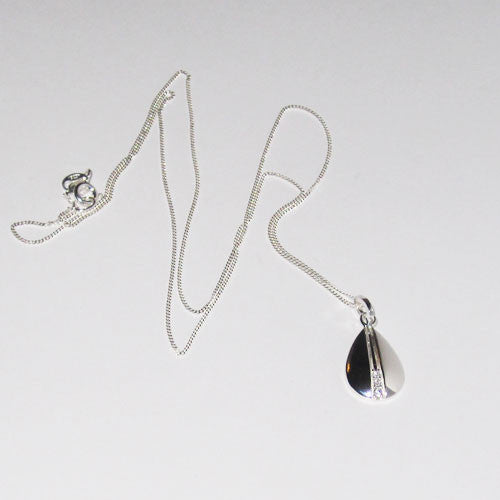 Teardrop Silver Pendant with Cubic Zirconia Center