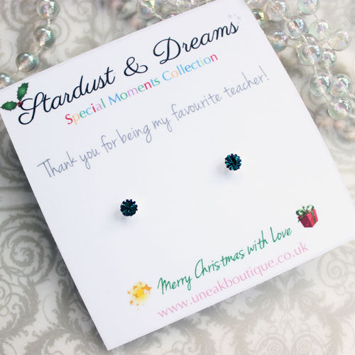 Turquoise Crystal Star Stud Earrings