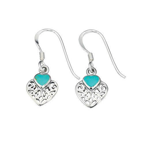 Heart shaped Filigree Turquoise Earrings