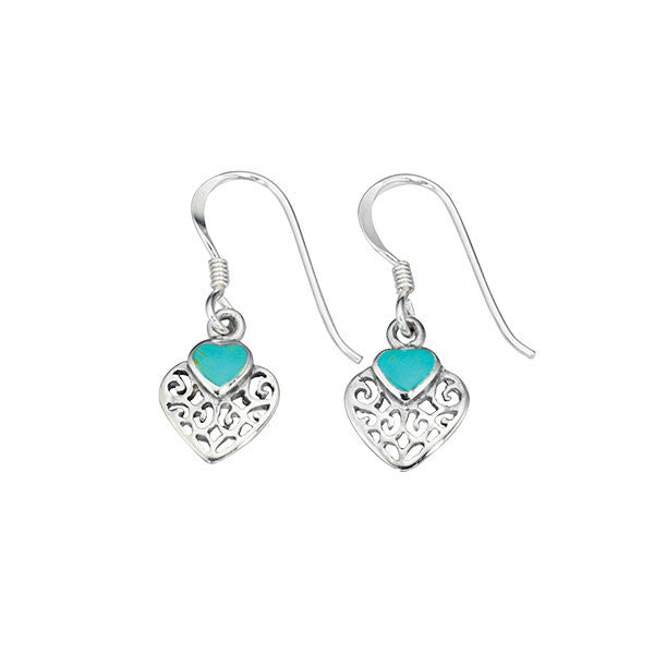 Heart shaped Filigree Turquoise Earrings