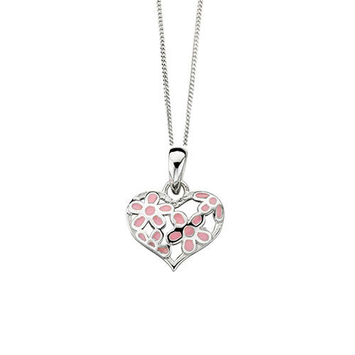 Kids Pink and Silver Heart Pendant 
