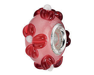 Pink Raised Flowers Sterling Silver Charm