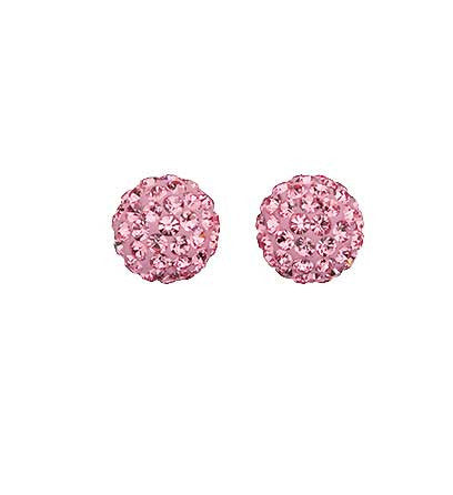 Disco Ball Pink  Crystal Earrings 