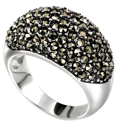 Domed Marcasite Ring in Sterling Silver 