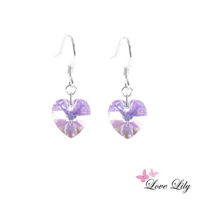 Violet AB Mini Crystal Heart Earrings by Love Lily