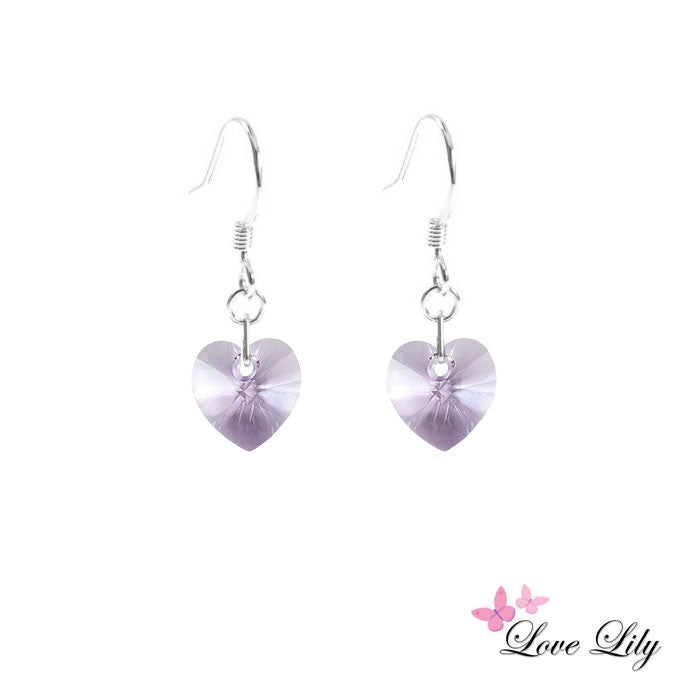 Violet Mini Crystal Heart Earrings by Love Lily
