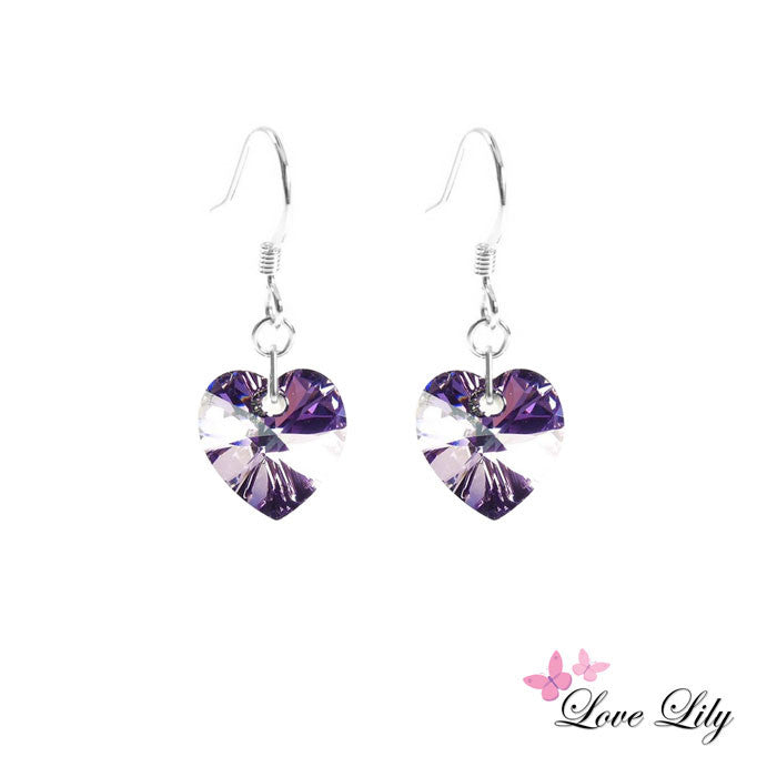 Vitrail Light Mini Crystal Heart Earrings by Love Lily
