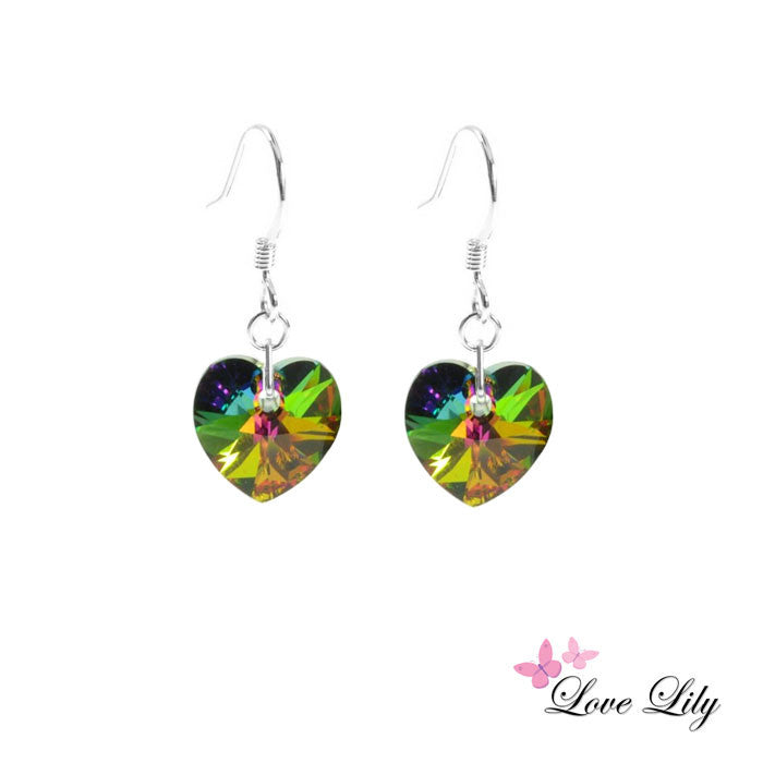 Vitrail Medium Mini Crystal Heart Earrings by Love Lily