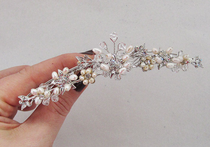 Sophia Pearl and Crystal Tiara Wedding Hair Comb