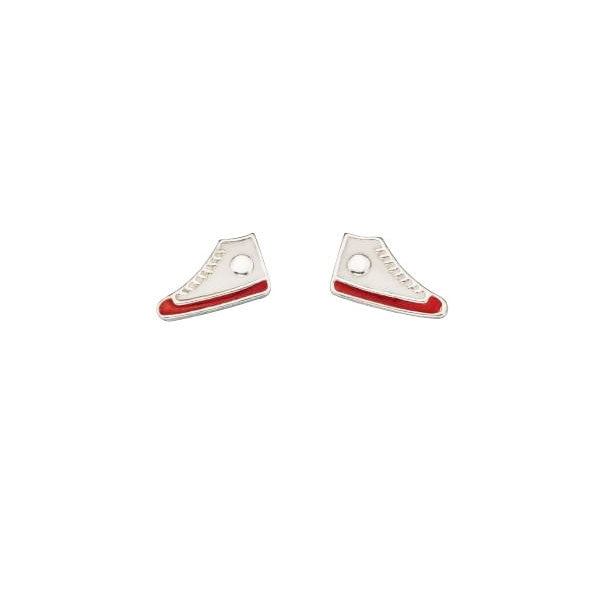 White and Red Baseball Boots Stud Earrings