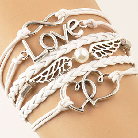 Wings of Love Leather Strands Bracelet