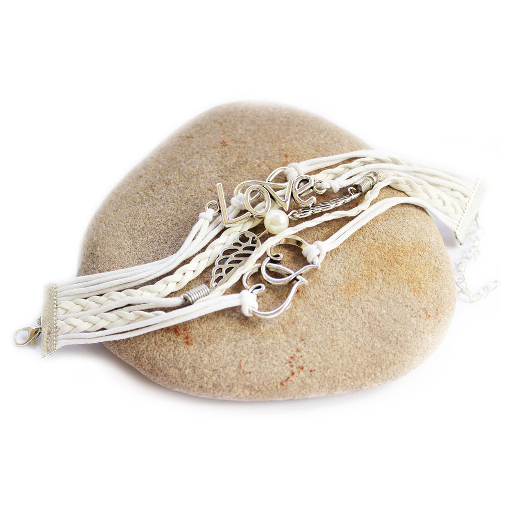 Wings of Love Leather Strands Bracelet