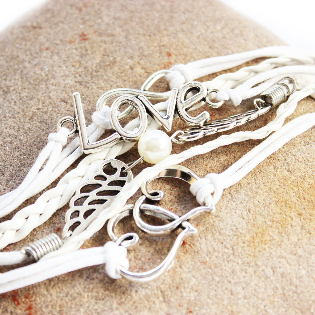 Wings of Love Leather Strands Bracelet