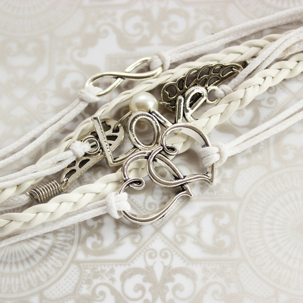 Wings of Love Leather Strands Bracelet