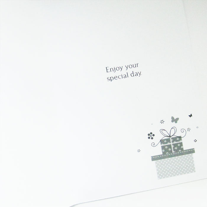 Buttons and Ribbon Glitter Birthday Card