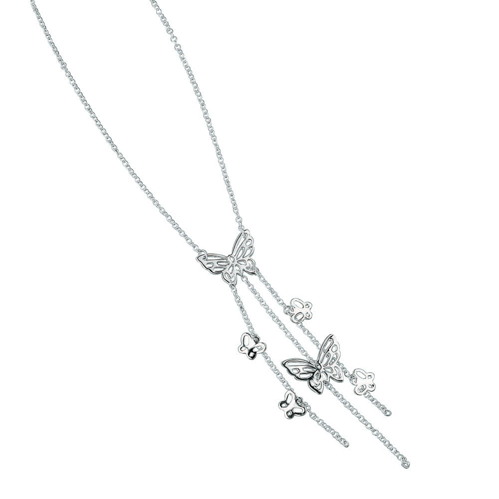 Strands of Silver Butterfly Necklace