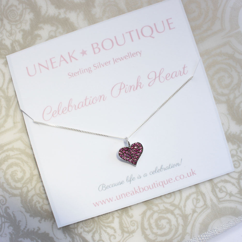 Celebration Pink Heart Pendant with Black Rhodium