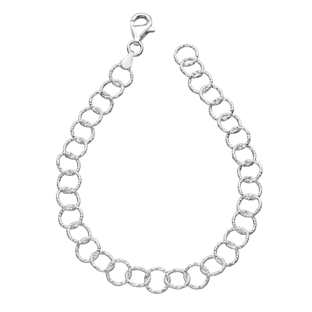 Diamond Cut Links Sterling Silver Bracelet