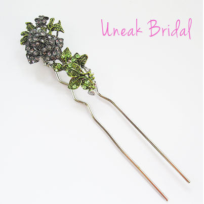 Woodland Rose Crystal Hair Pin for Bridesmaids 