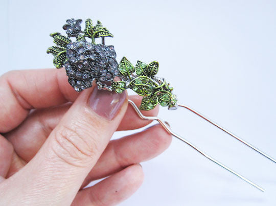Woodland Rose Crystal Hair Pin for Bridesmaids 