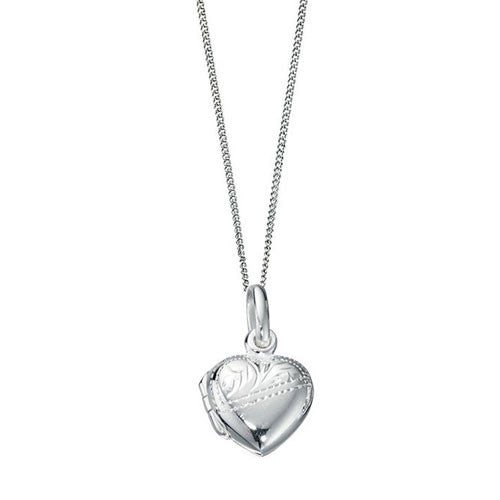 Half Engraved Heart Silver Locket