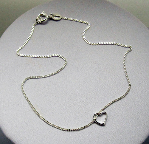 Slip On Heart Silver Anklet