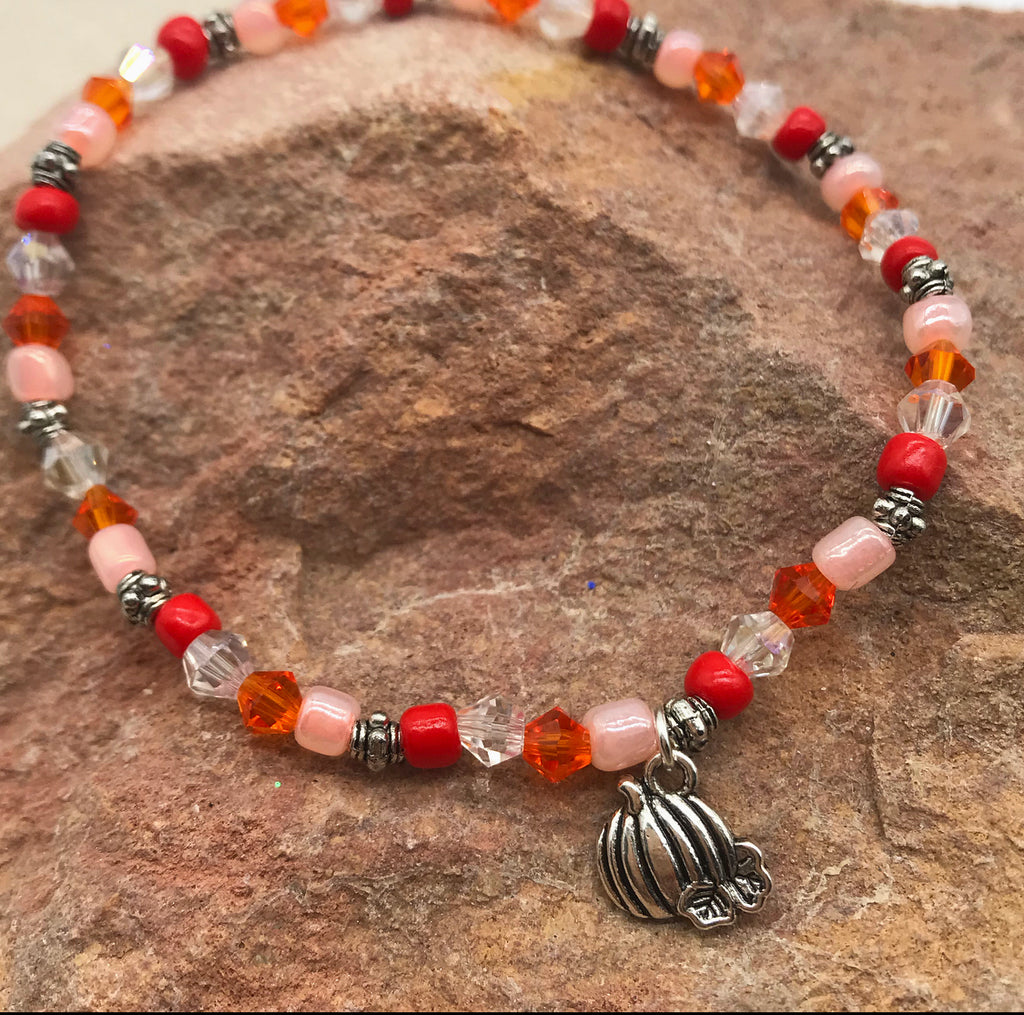 Pumpkin Patch Handmade Beaded Bracelet