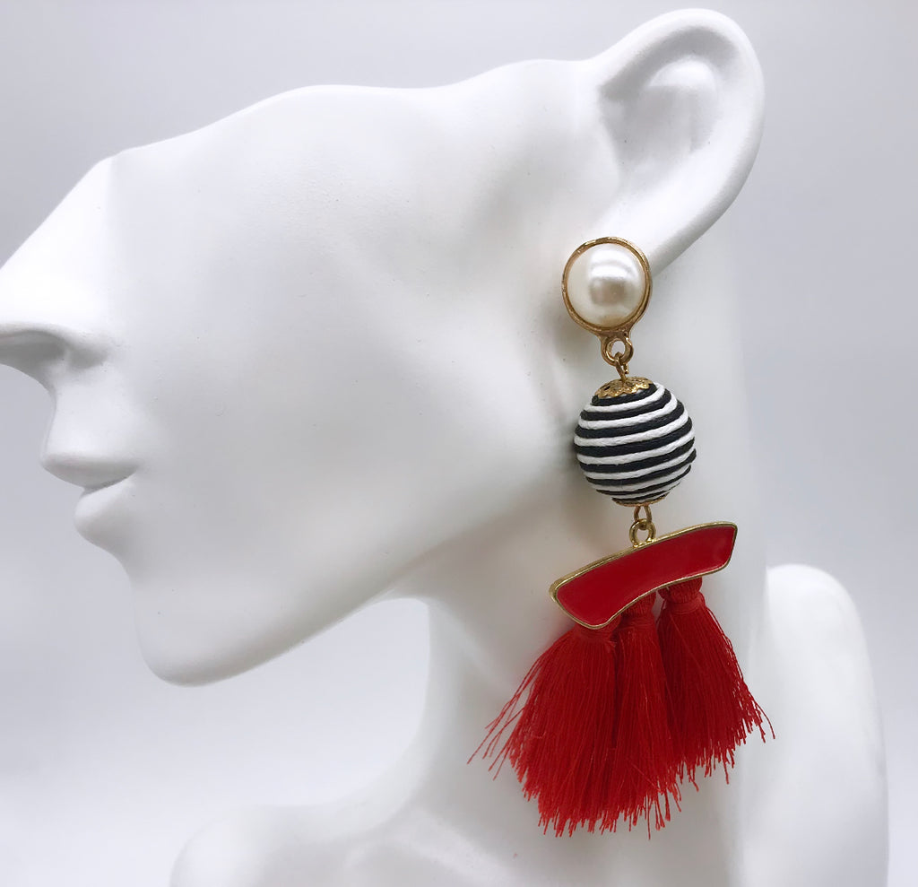 Alexis Red Tassel Earrings