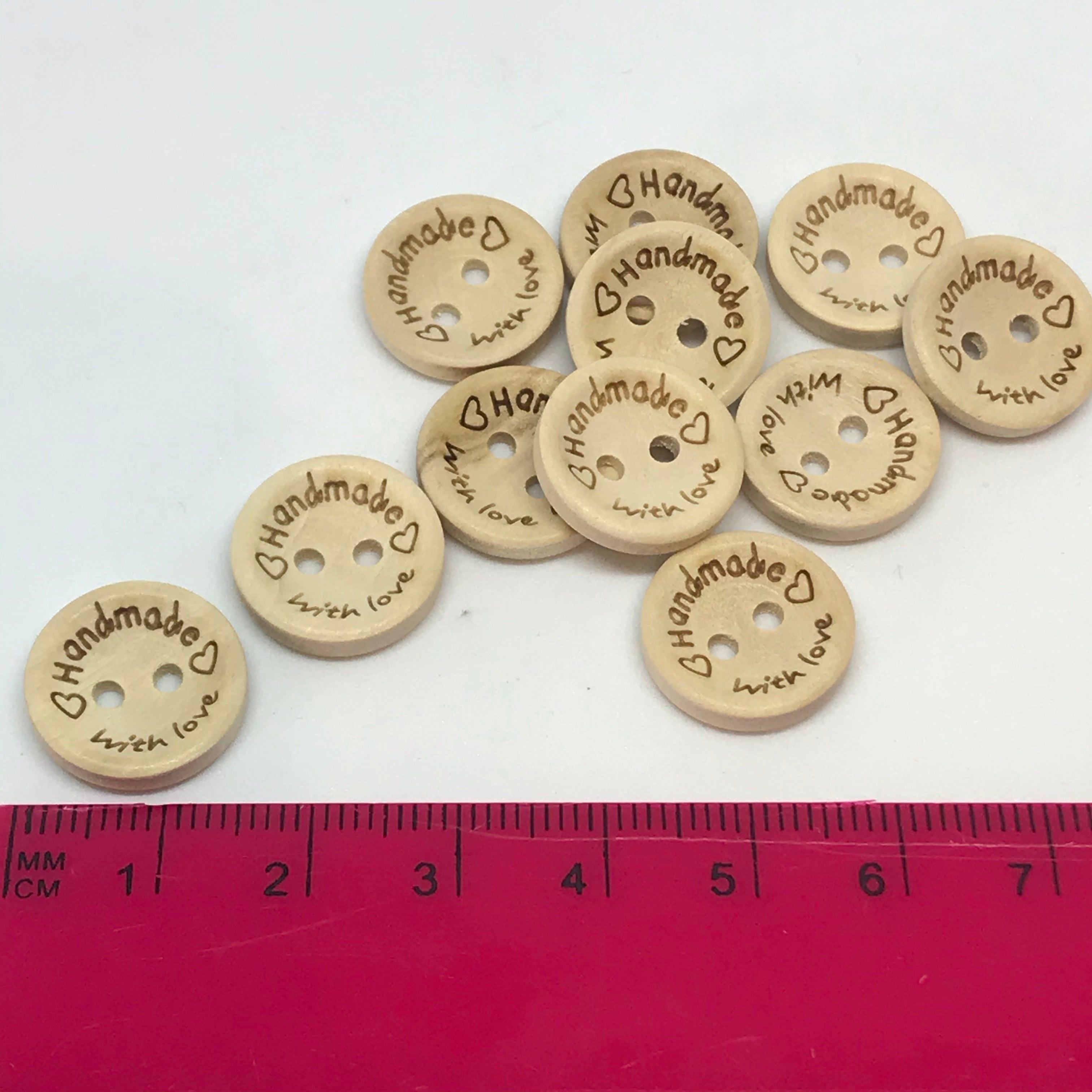Handmade With Love wooden buttons (15mm)