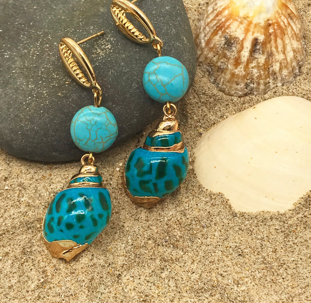 Turquoise Waters Shell Earrings