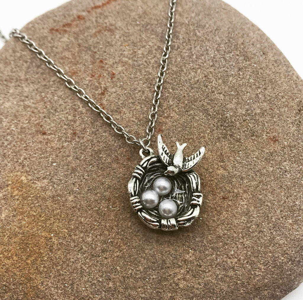 Home is Your Nest Silver Pendant