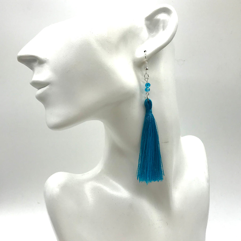 Skyline Teal Tassel Earrings